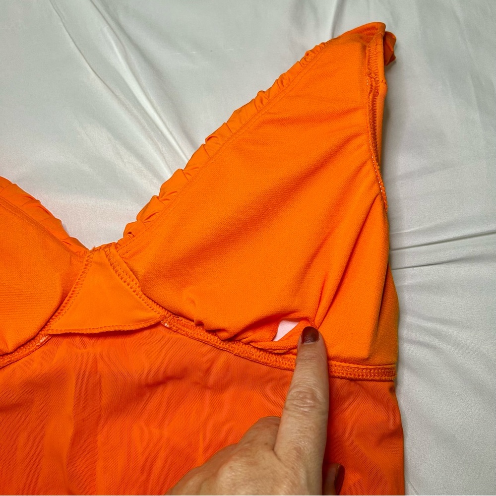 NWT Jantzen Orange V-Neck Ruch Mid Section Lightly Padded Cups One Piece Sz 10 - Picture 14 of 15